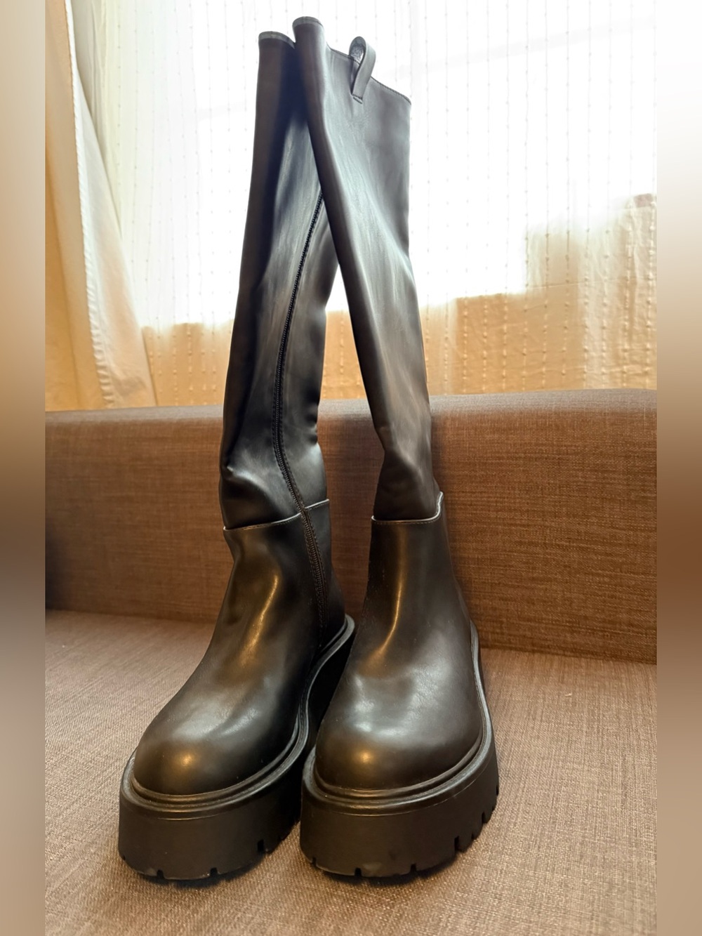 Madden Girl Women's Black Knee-High Platform Boots - Picture 2 of 4